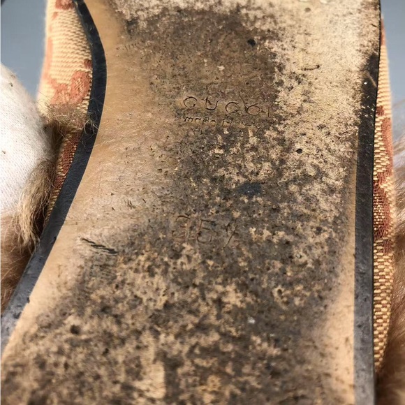 Gucci Princetown Loafers Beige and Gold Women's Fur 💯 authentic. - Picture 7 of 8